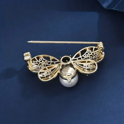 Golden White Pearl Butterfly Hijab Brooch/Pin